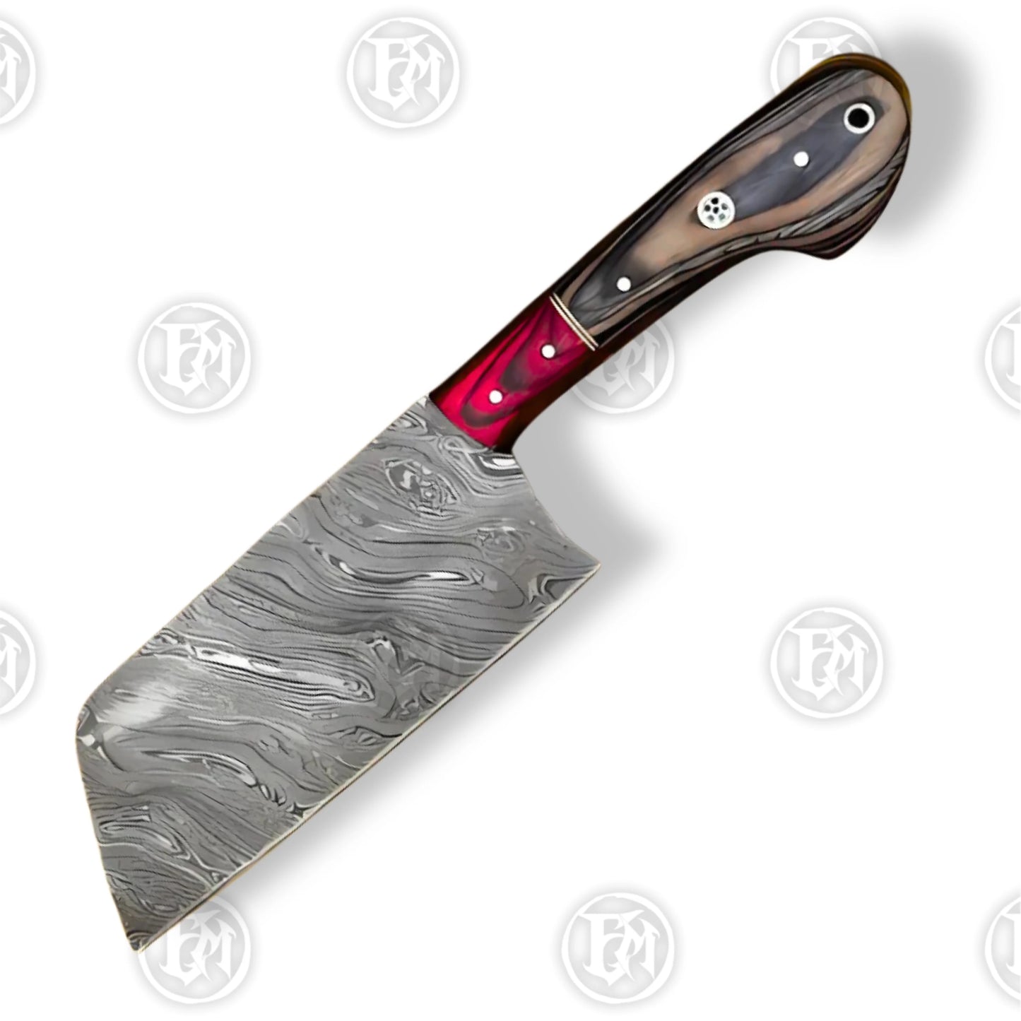 Premium Luxury Wood Grain Damascus Chef Knife Set with Walnut Block