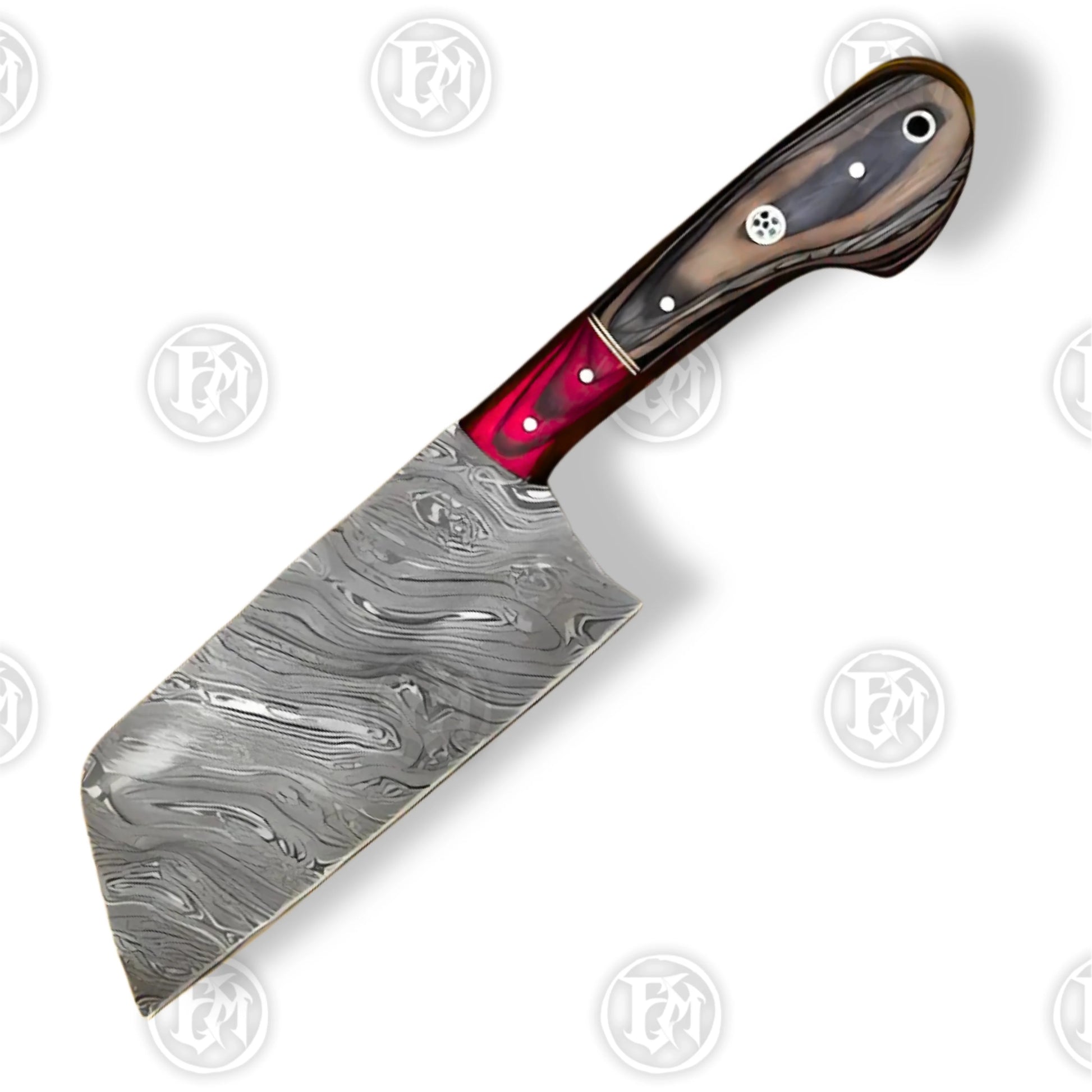 Premium Luxury Wood Grain Damascus Chef Knife Set with Walnut Block