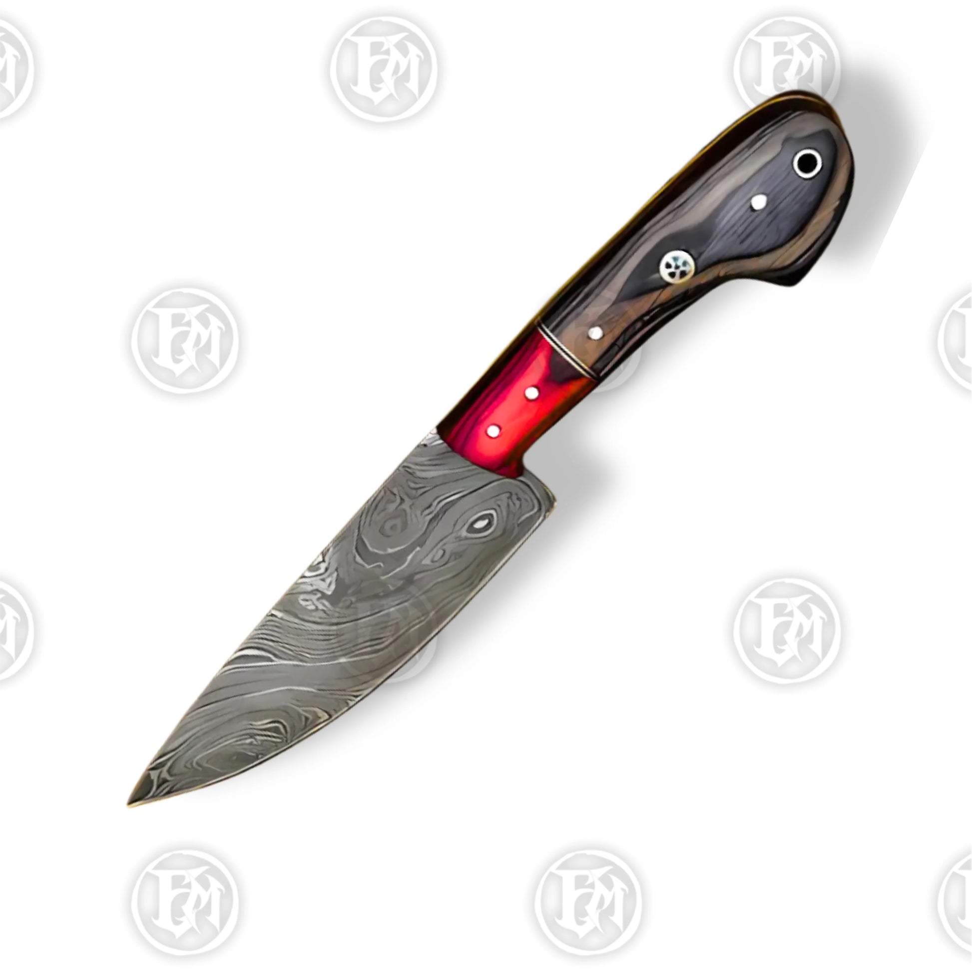 Premium Luxury Wood Grain Damascus Chef Knife Set with Walnut Block