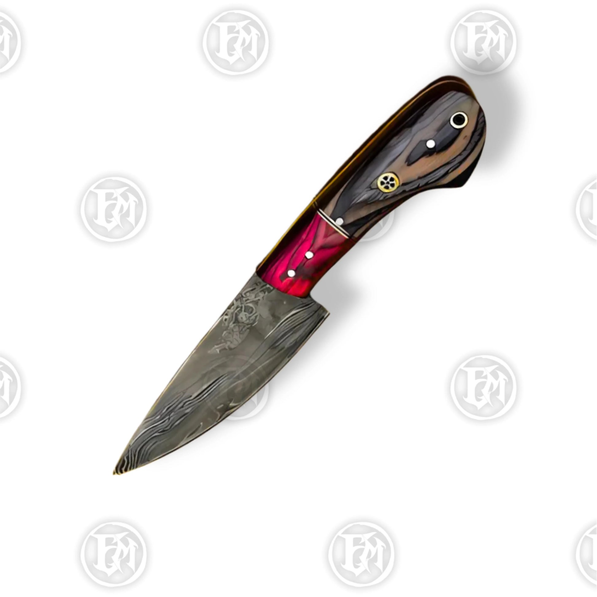 Premium Luxury Wood Grain Damascus Chef Knife Set with Walnut Block