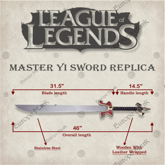 Premium Master Yi League of Legends Sword Replica with stainless steel blade.