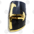 Premium Medieval Knight Templar Black Helmet Replica with Oak Stand.