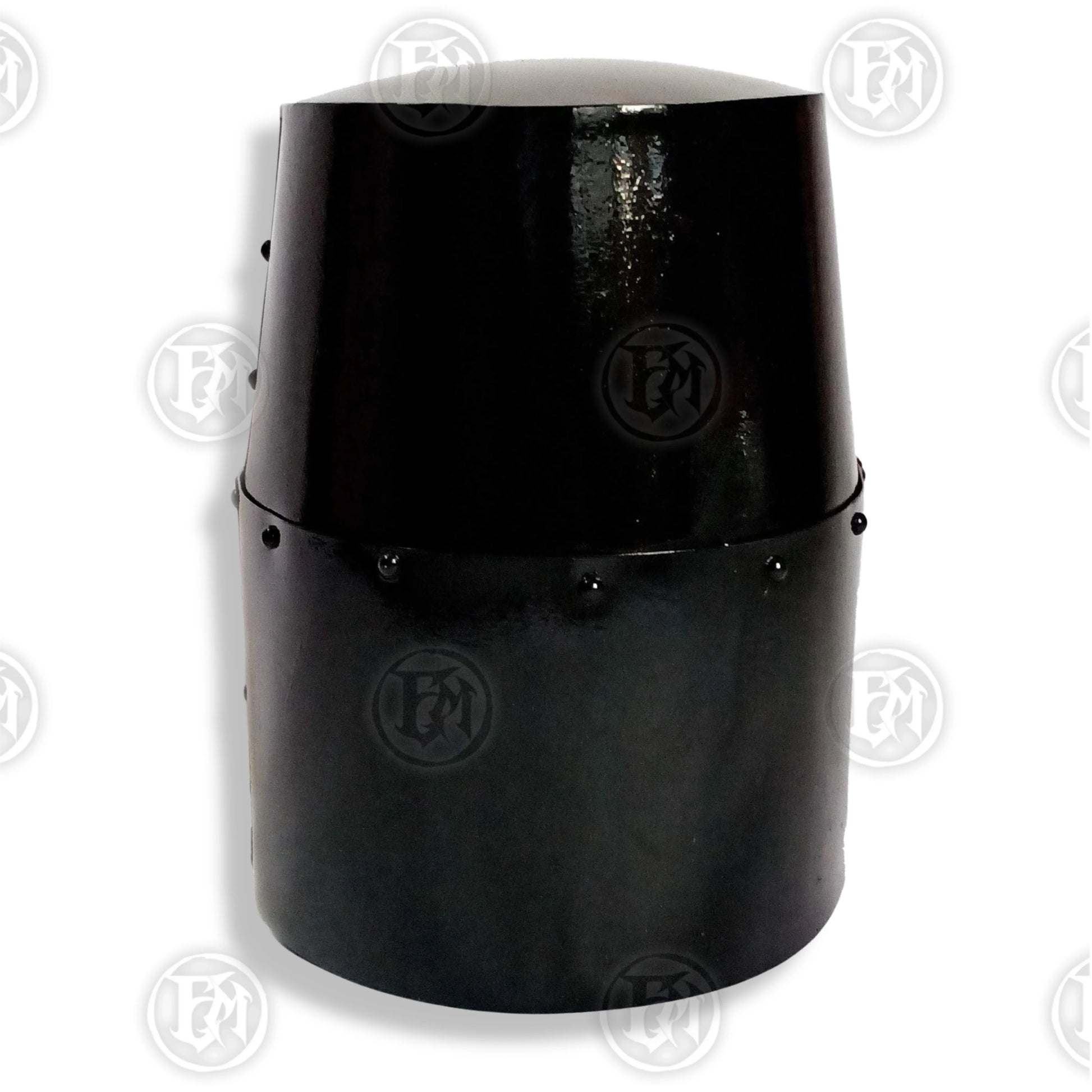 Premium Medieval Knight Templar Black Helmet Replica with Oak Stand.