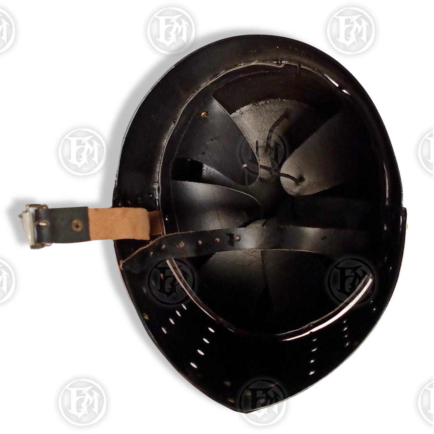 Premium Medieval Knight Templar Black Helmet Replica with Oak Stand.
