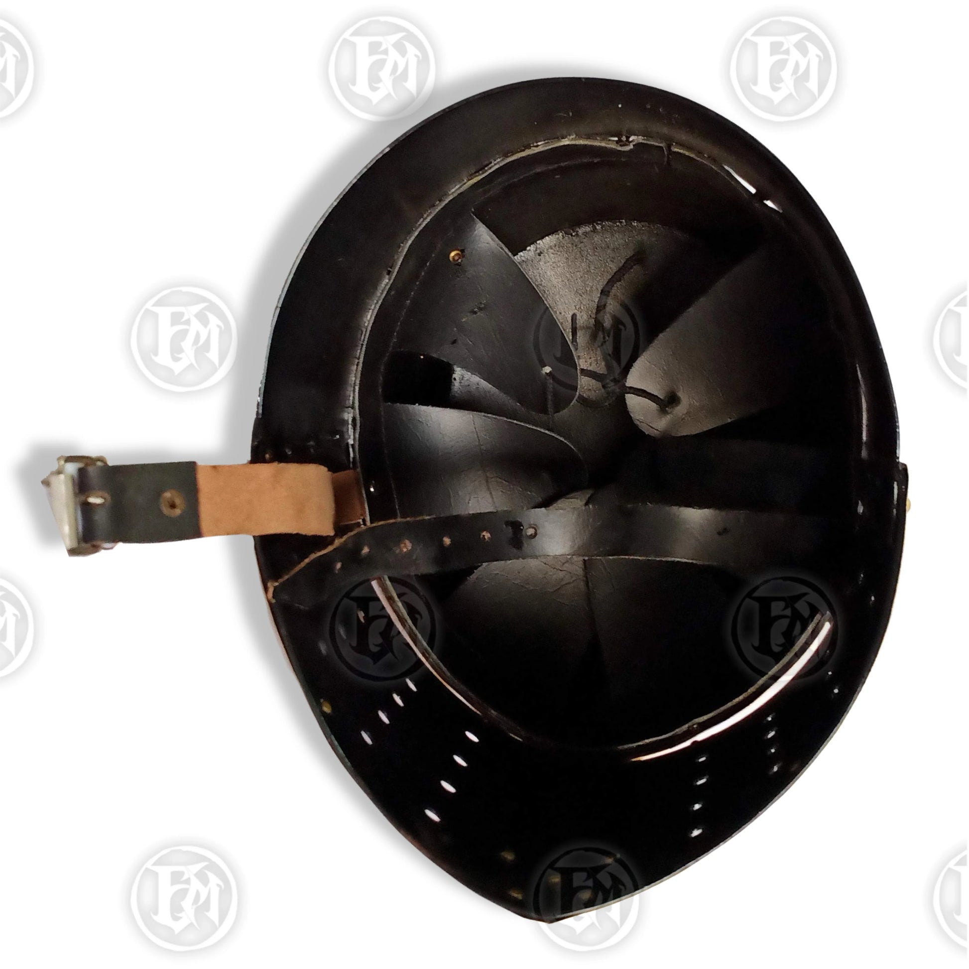 Premium Medieval Knight Templar Black Helmet Replica with Oak Stand.