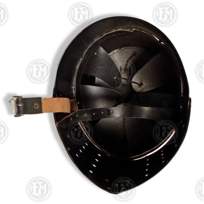 Premium Medieval Knight Templar Black Helmet Replica with Oak Stand.