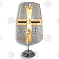 Premium Medieval Knight Templar Crusader Helmet Replica with Oak Stand.