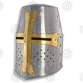 Premium Medieval Knight Templar Crusader Helmet Replica with Oak Stand.