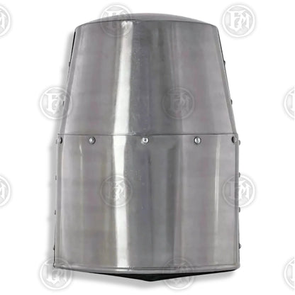 Premium Medieval Knight Templar Crusader Helmet Replica with Oak Stand.