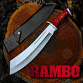 Premium Rambo Survival Machete Cosplay Replica with Walnut Stand