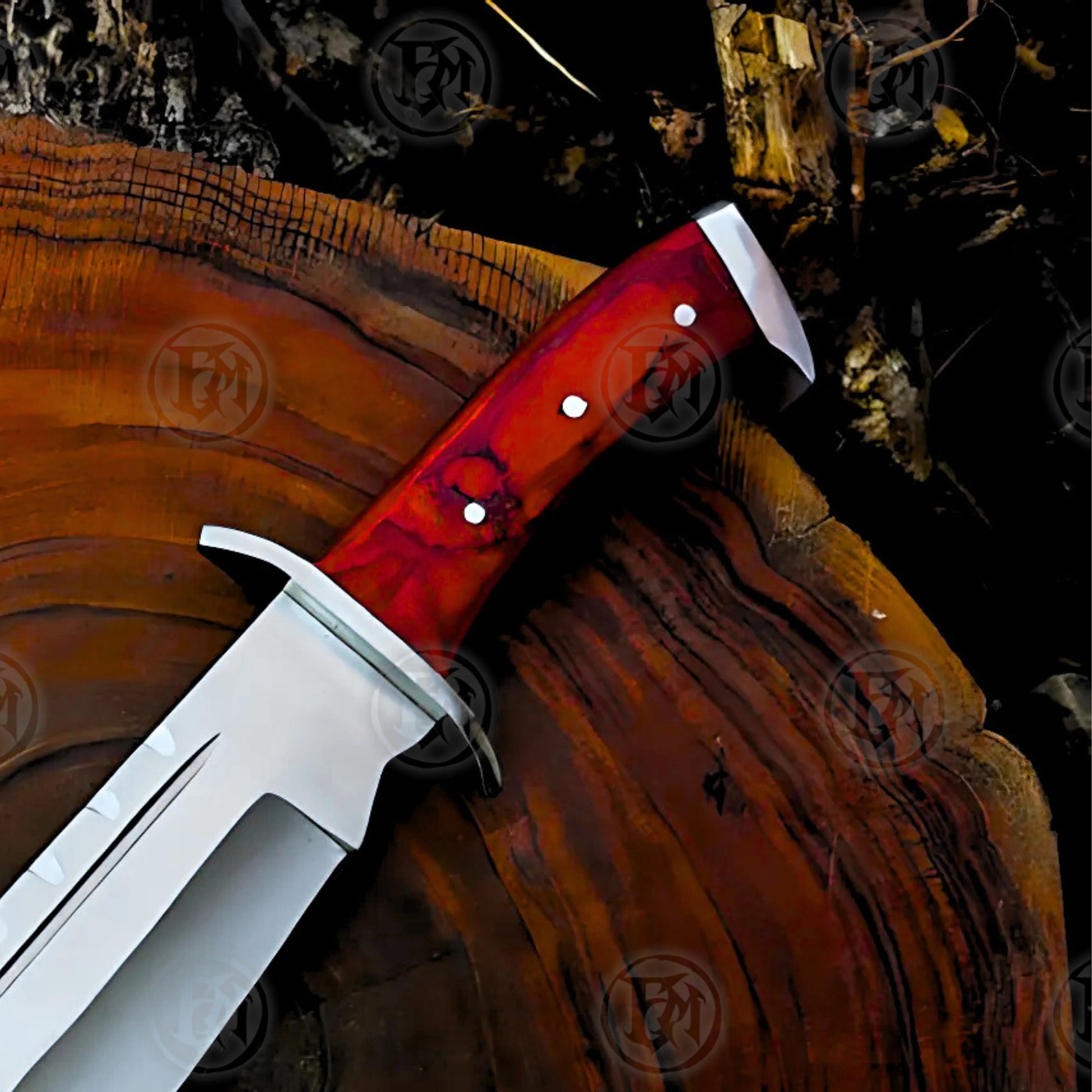 Premium Rambo Survival Machete Cosplay Replica with Walnut Stand