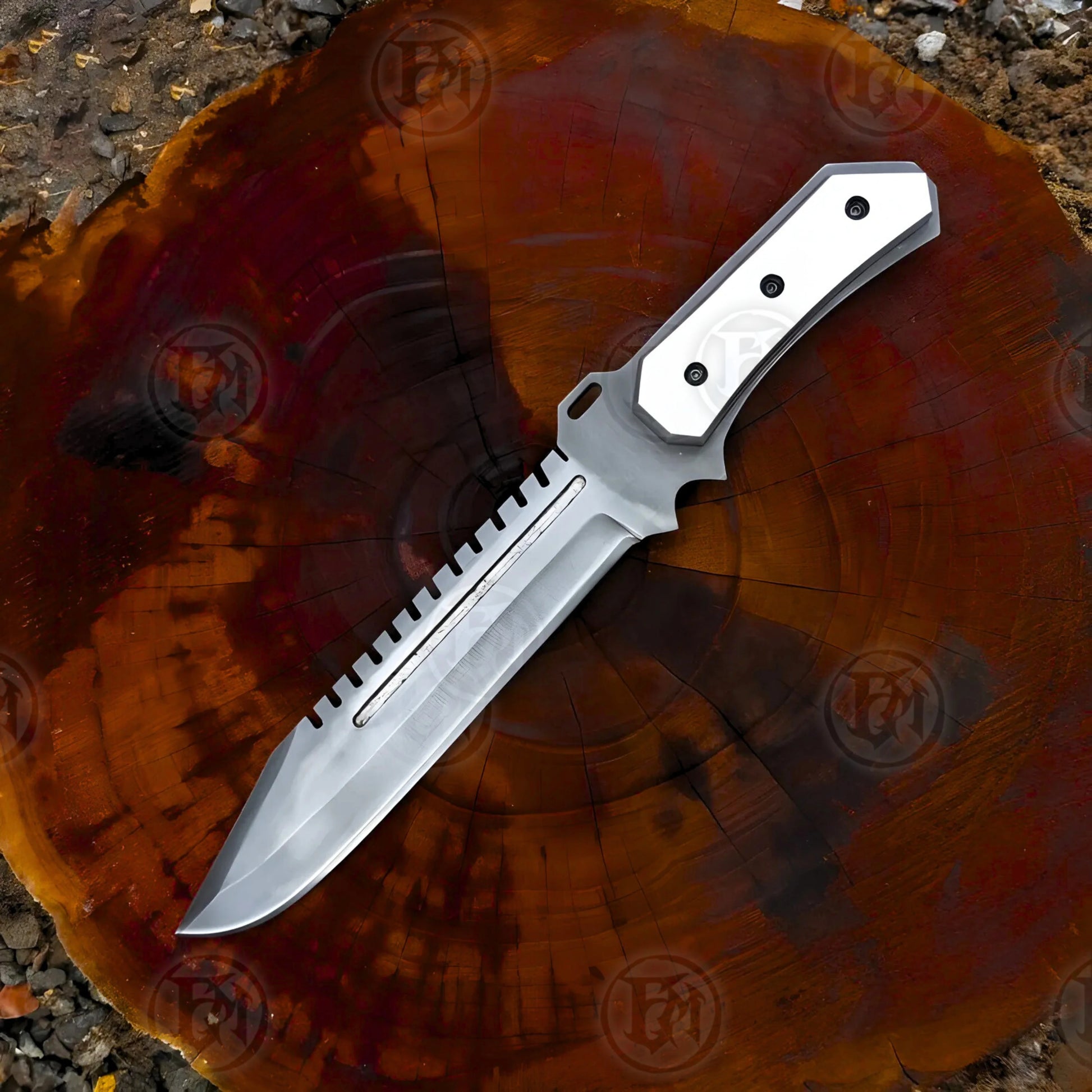 Premium Resident Evil 5 Wesker S.T.A.R.S. Knife Cosplay Replica with Walnut Stand