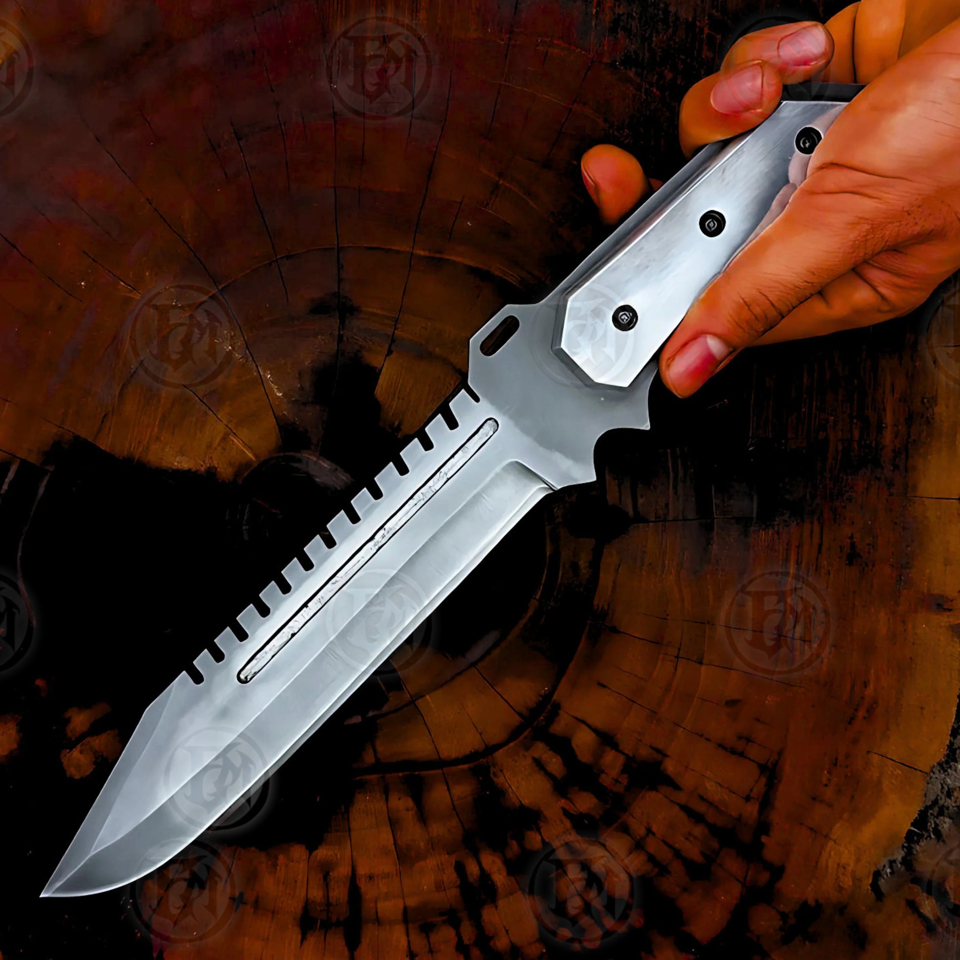 Premium Resident Evil 5 Wesker S.T.A.R.S. Knife Cosplay Replica with Walnut Stand