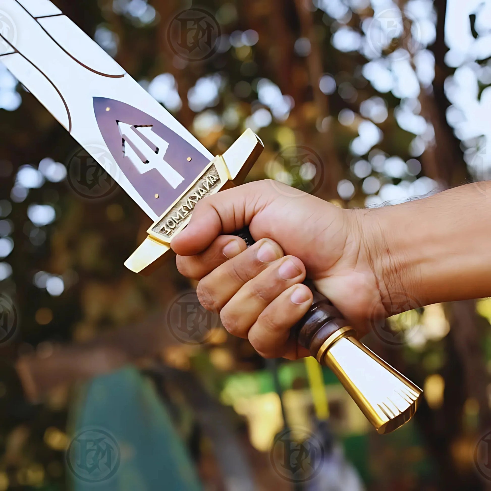 Premium Riptide Anaklusmos Percy Jackson Sword Replica with Walnut Plaque