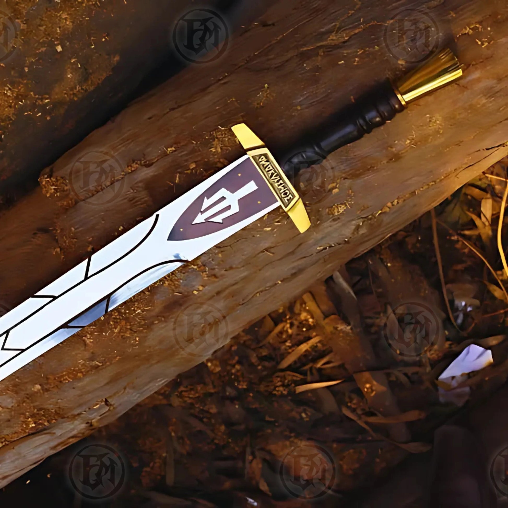 Premium Riptide Anaklusmos Percy Jackson Sword Replica with Walnut Plaque