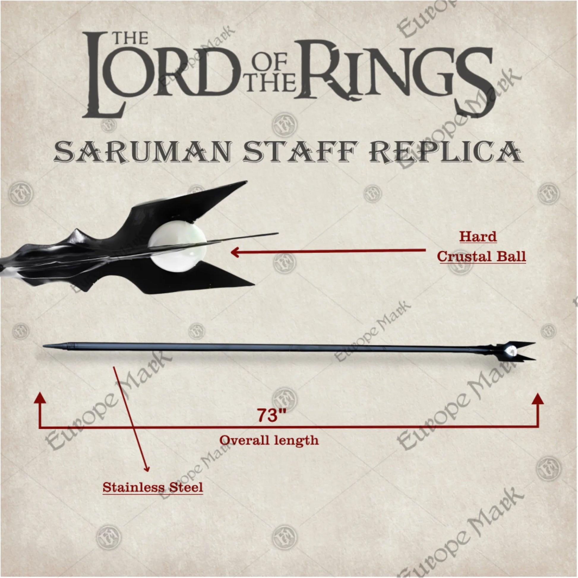 Saruman Staff LOTR Wizard Prop Replica