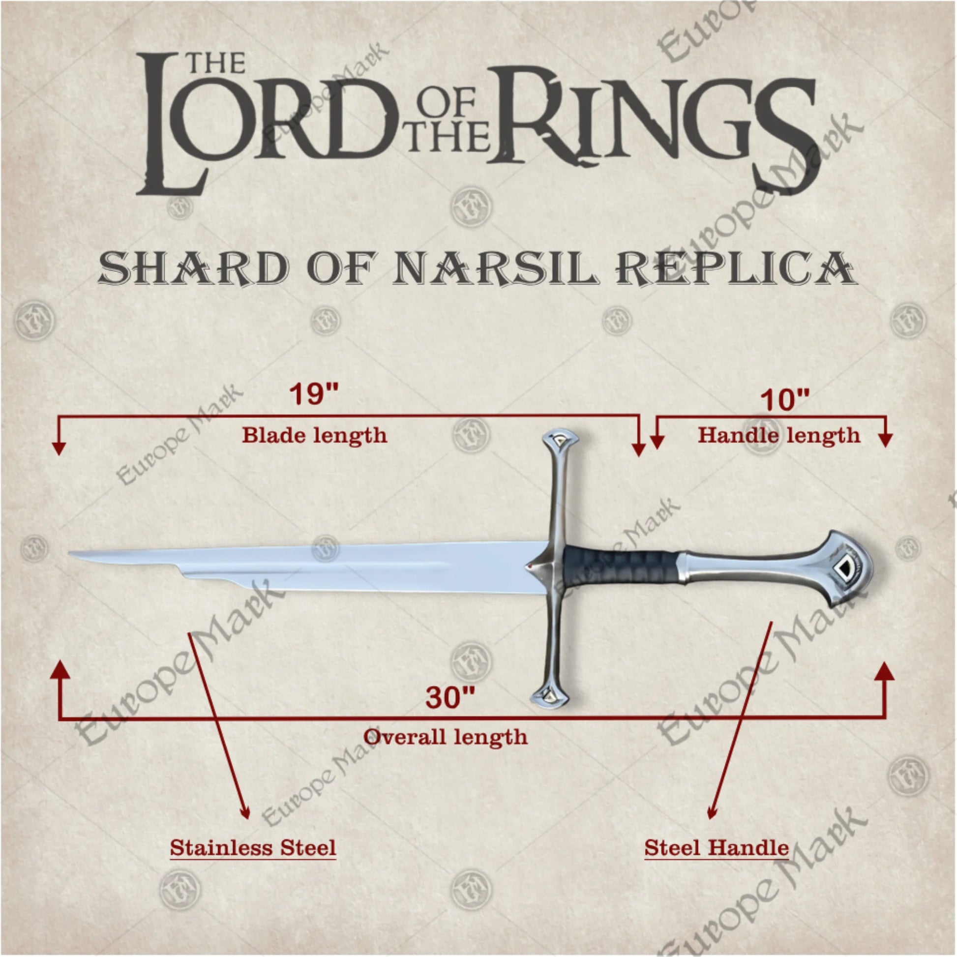 Narsil Shard LOTR Broken Sword Replica Prop