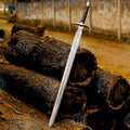 Premium Sinni Damascus Viking Sword Replica with Ash Wood Plaque