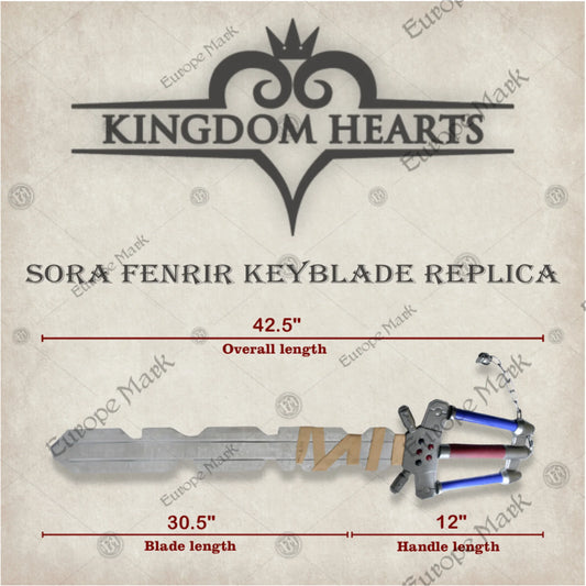 Premium Sora Fenrir Kingdom Hearts Keyblade Replica with high-quality stainless steel.