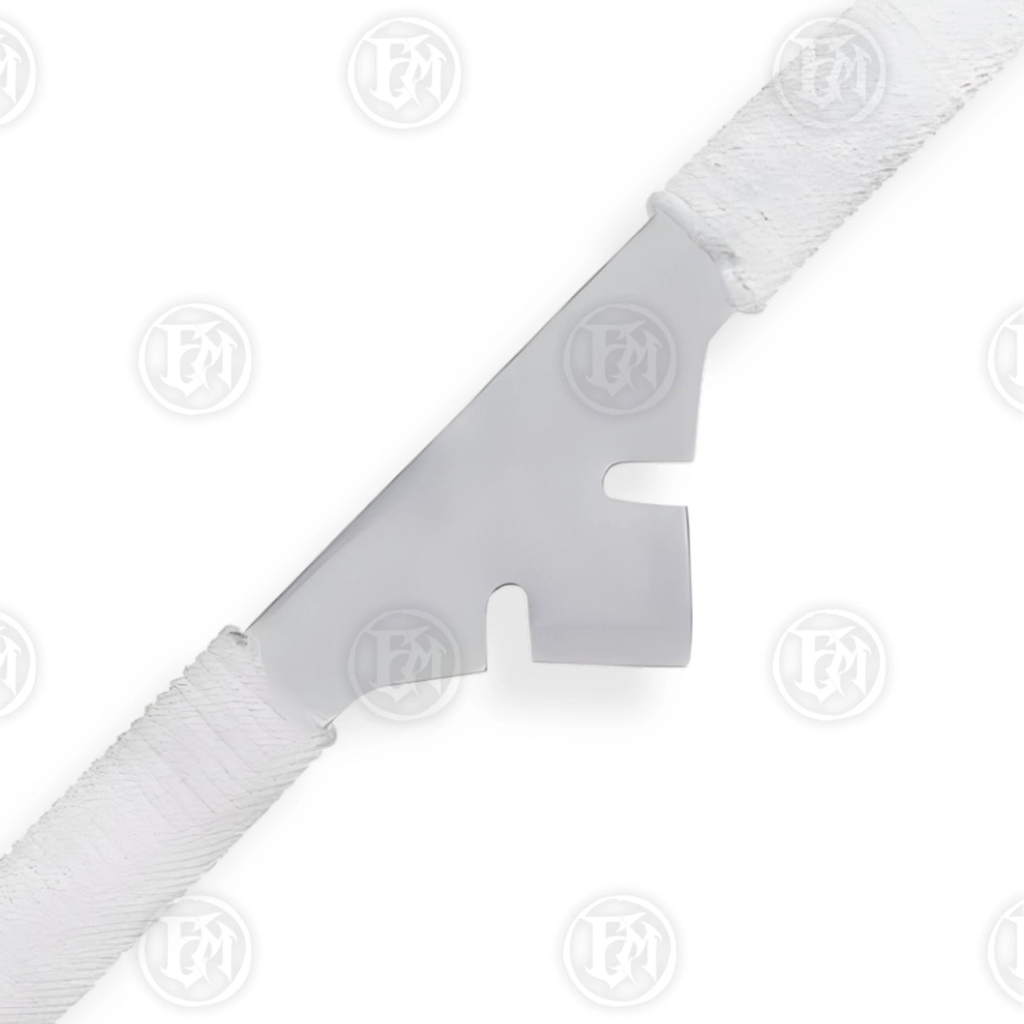 Premium Star Trek Medieval White Klingon Bat'leth Replica with stainless steel blade.