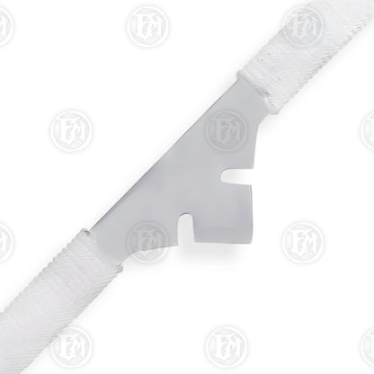 Premium Star Trek Medieval White Klingon Bat'leth Replica with stainless steel blade.