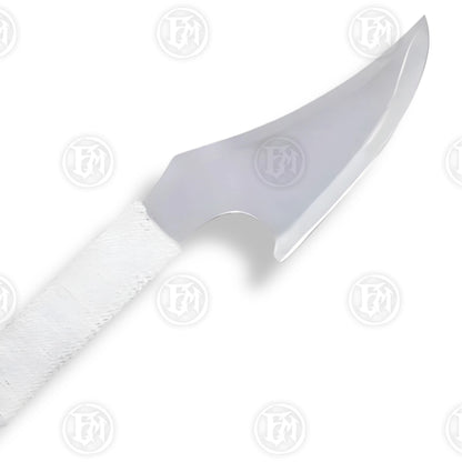 Premium Star Trek Medieval White Klingon Bat'leth Replica with stainless steel blade.