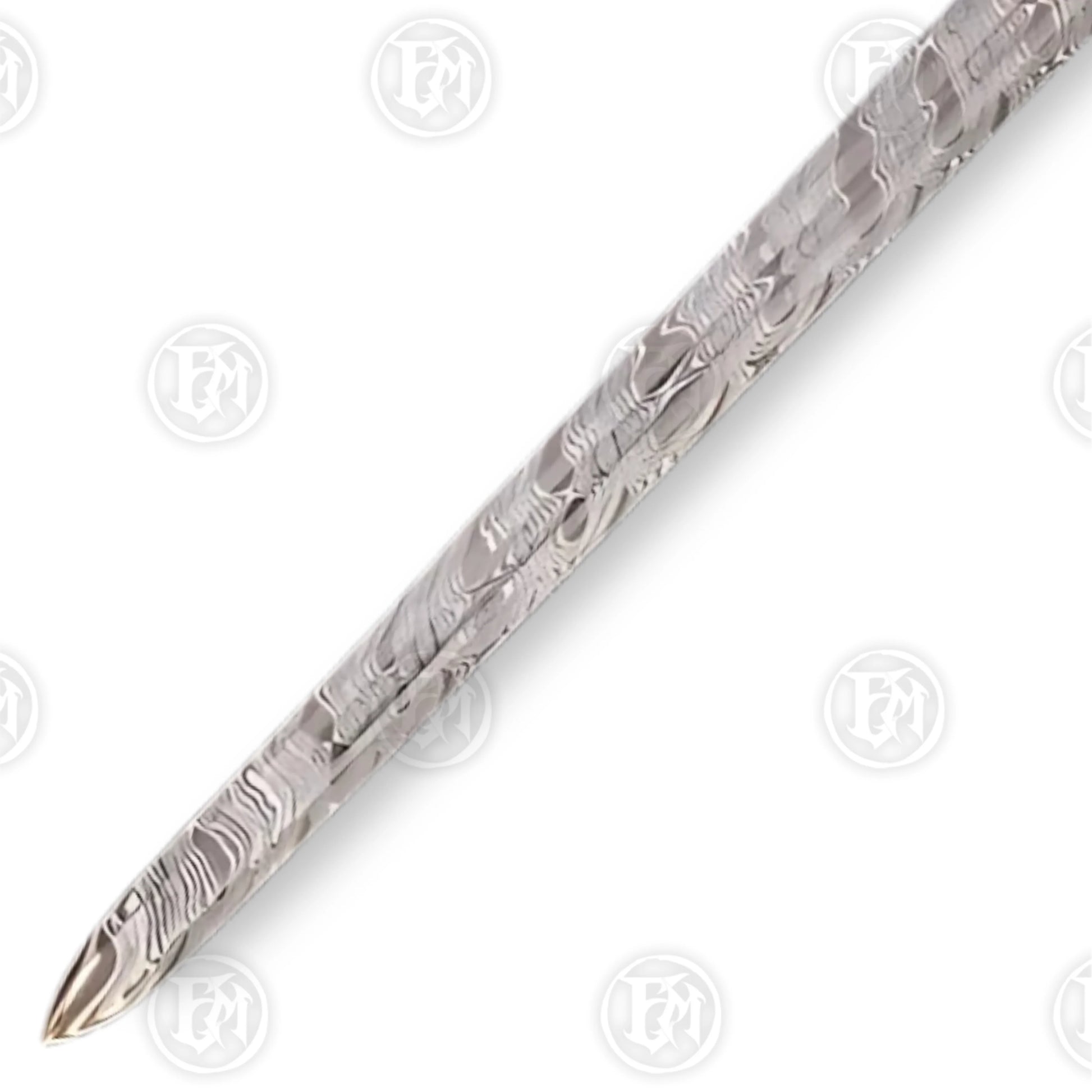 Premium Templar Knights Damascus Longsword Replica with Oak Plaque