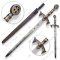 Premium Templar Knights Stainless Steel Sword Replica with Hardwood Plaque