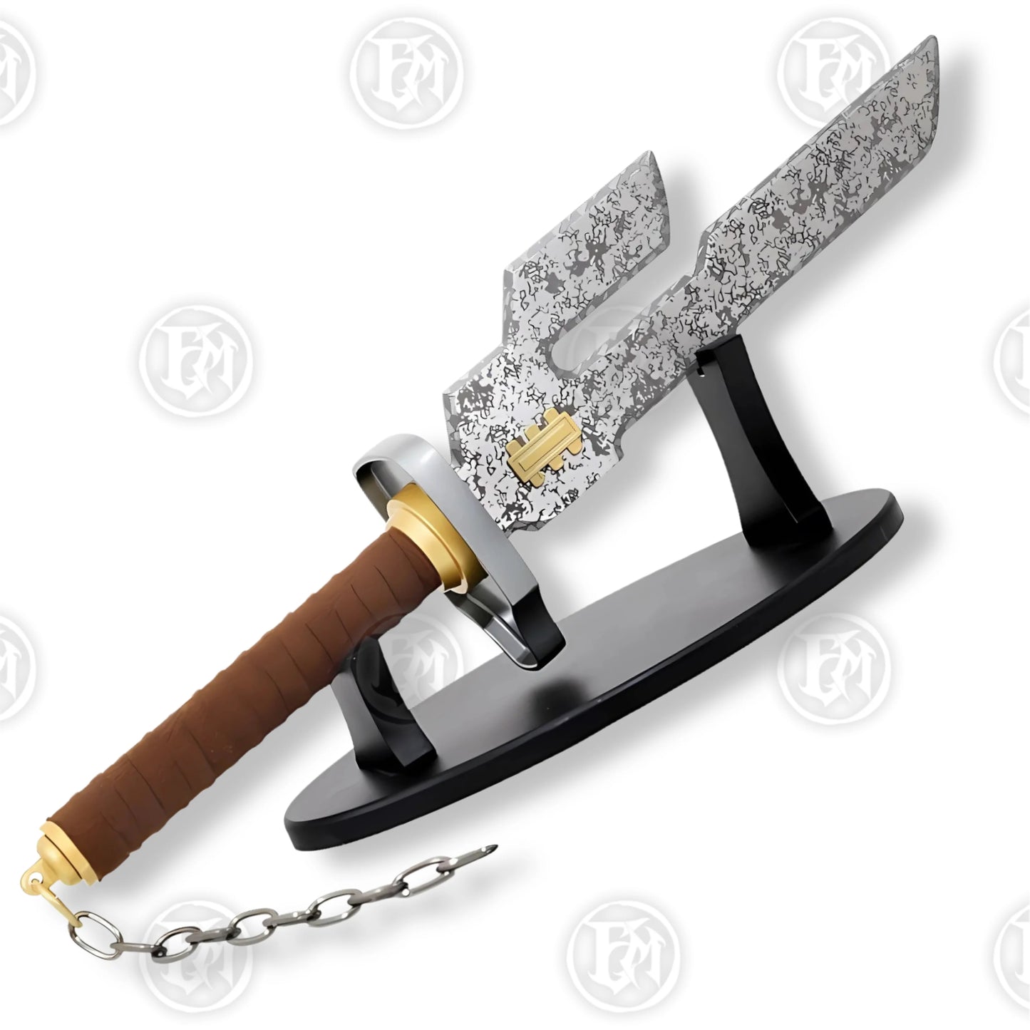 Premium Toji Fushiguro Jujutsu Kaisen Damascus Sword Replica with Ebony Plaque