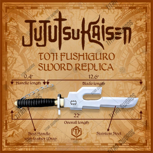 Premium Toji Fushiguro Jujutsu Kaisen Sword Replica with Ebony Plaque.