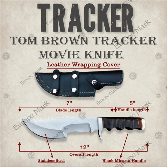 Premium Tom Brown Tracker Elite Knife Replica with Walnut Stand