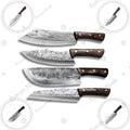 Premium Viking Carbon Steel Chef Knife Set with Ash Wood Block