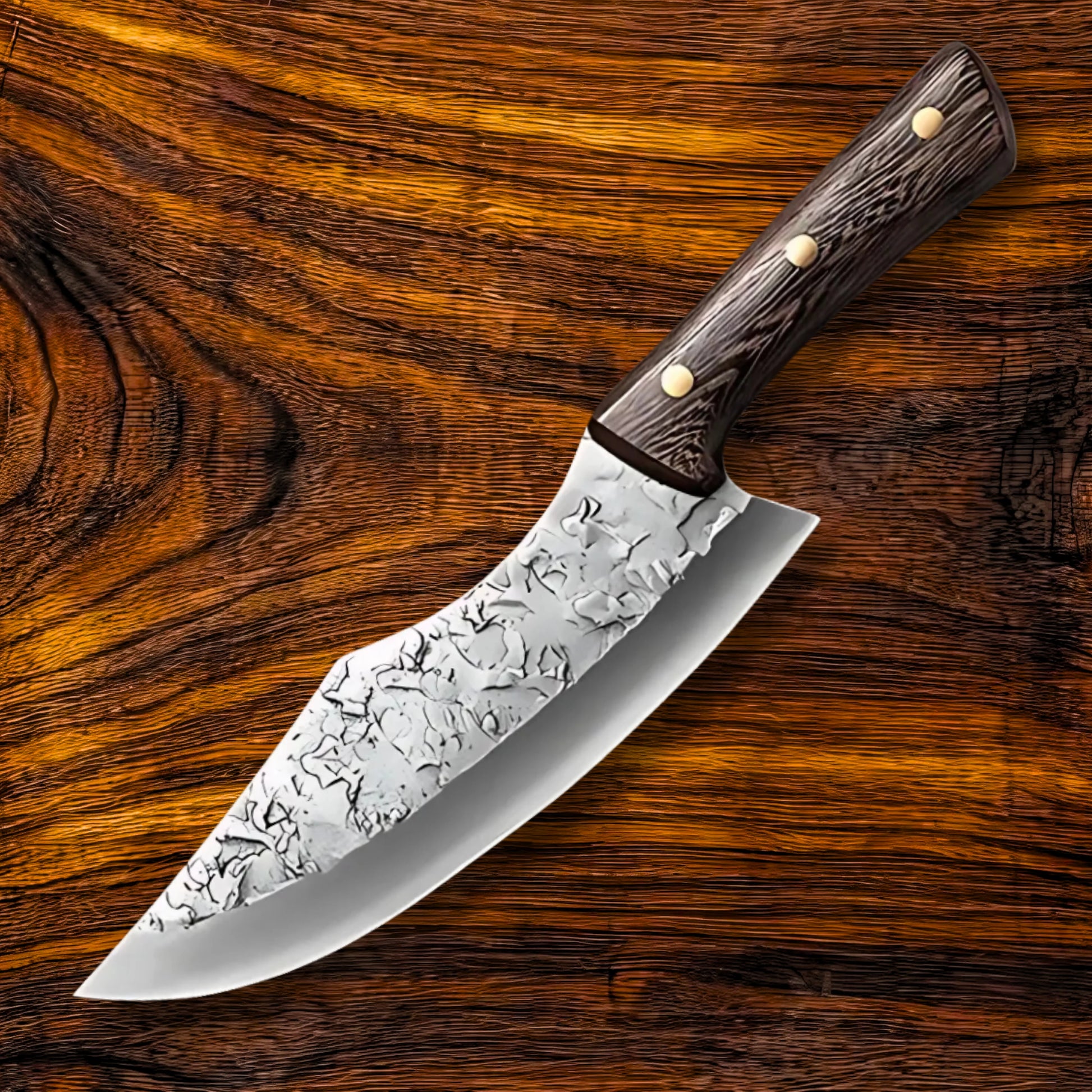 Premium Viking Carbon Steel Chef Knife Set with Ash Wood Block