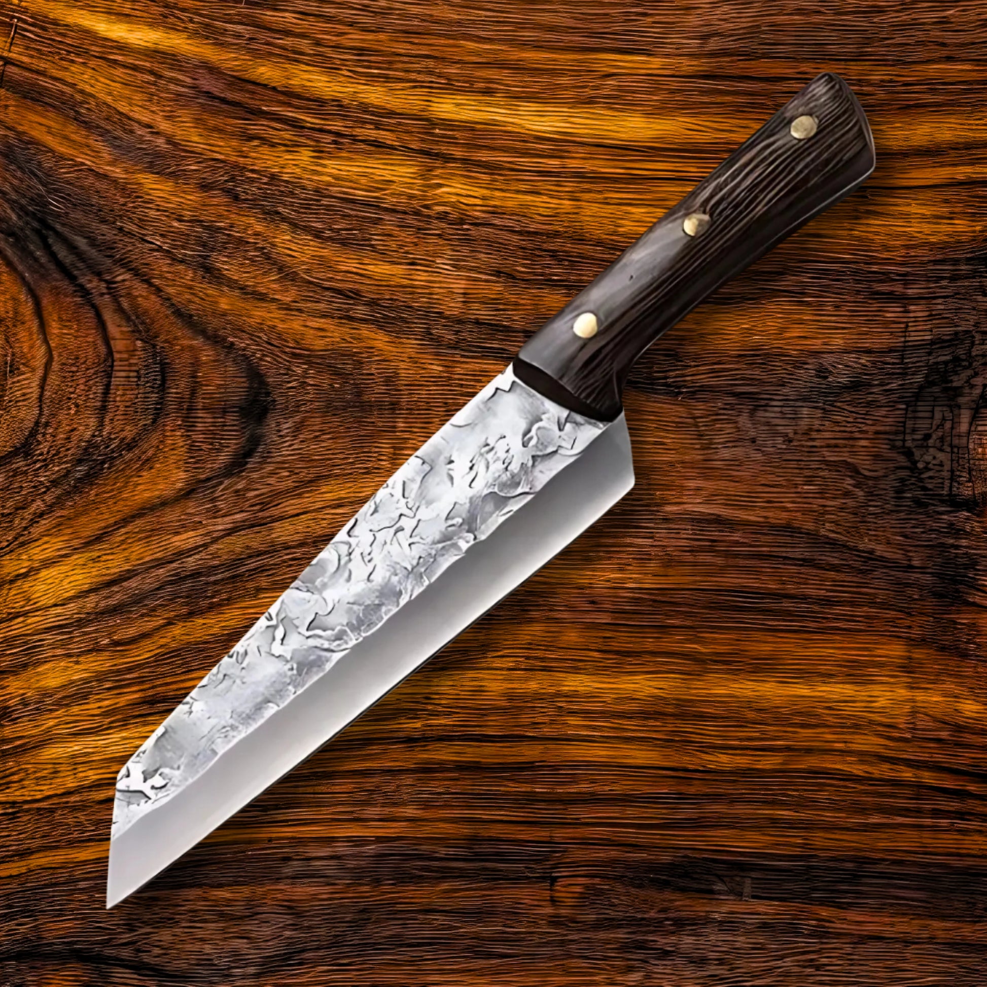 Premium Viking Carbon Steel Chef Knife Set with Ash Wood Block