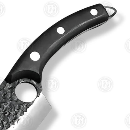 Premium Viking Forged Damascus Boning Cleaver with Rosewood Stand