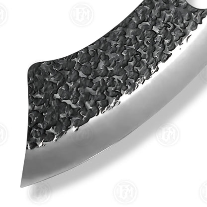 Premium Viking Forged Damascus Boning Cleaver with Rosewood Stand