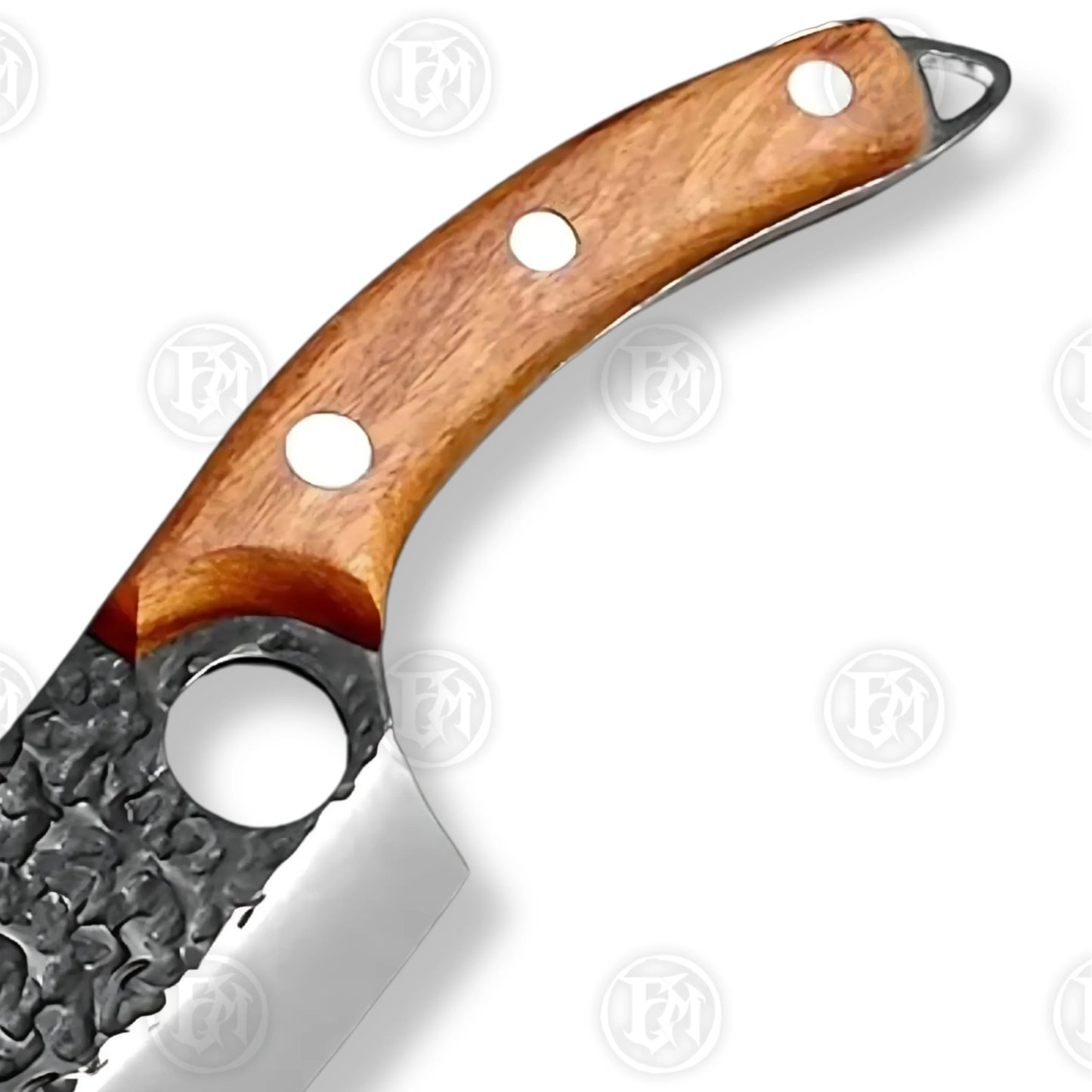 Premium Viking Forged Damascus Boning Cleaver with Rosewood Stand