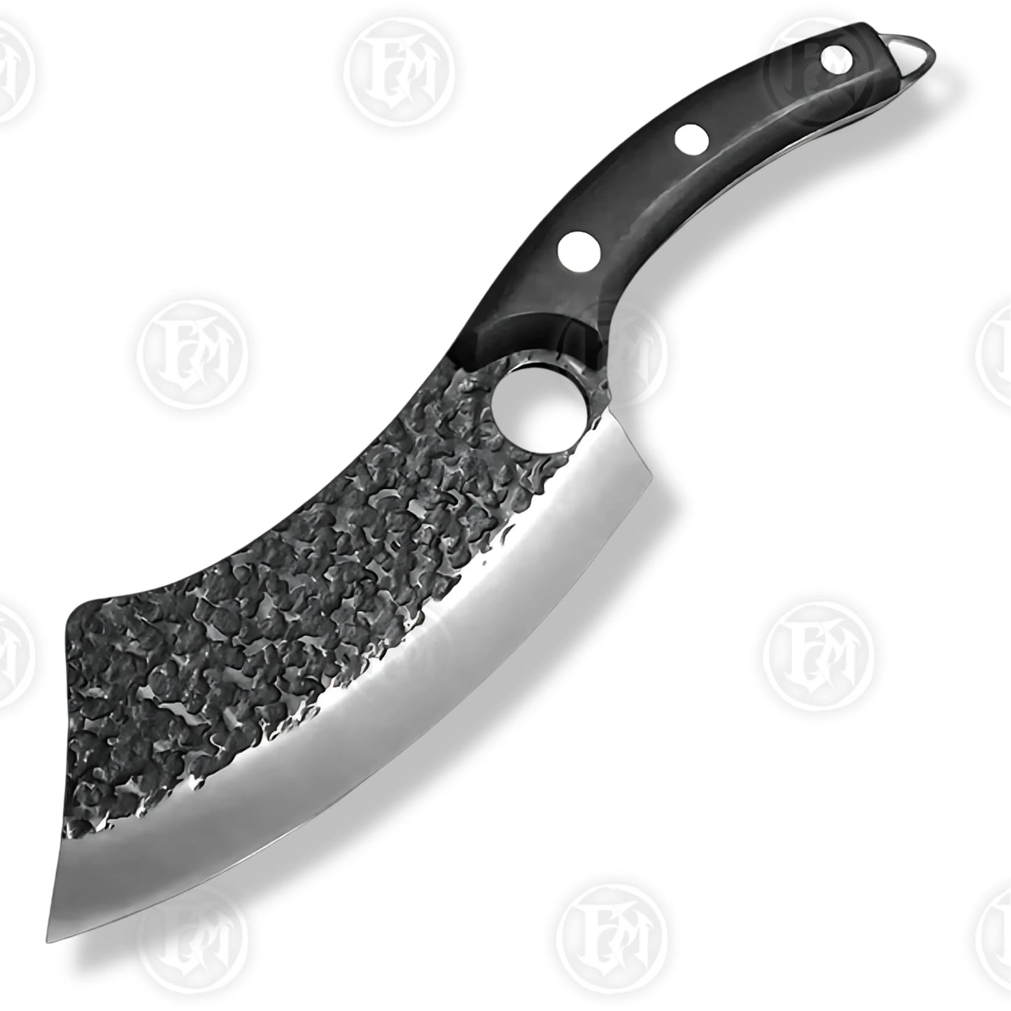 Premium Viking Forged Damascus Boning Cleaver with Rosewood Stand