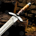 Premium Viking Damascus Sword Replica with Ash Wood Plaque