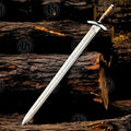 Premium Viking Damascus Sword Replica with Ash Wood Plaque