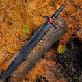 Premium Viking Dragon Forged Sword Replica with Walnut Stand.