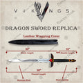 Premium Viking Dragon Forged Sword Replica with Walnut Stand.