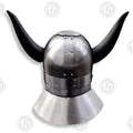 Premium Viking Horned Saga Helmet Replica with Mahogany Stand
