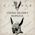 Premium Viking Horned Saga Helmet Replica with Mahogany Stand